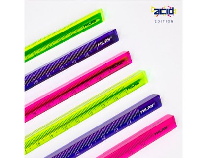 REGLA PLASTICO CRISTAL 15 CMS TRIANGULAR MILAN COLORES SURTIDOS