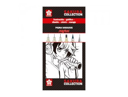 ROTULADOR SAKURA BOLSA 6 UNIDADES NEGRO DISTINTAS PUNTAS+PORTAMINAS