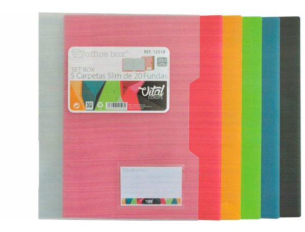 CARPETA FUNDAS DINA4 20 FUNDAS ENCUADERNADO OFFICE BOX PACK DE 5 CARPETAS VITAL COLORS