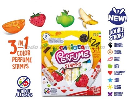 ROTULADOR CARIOCA PERFUME Y SELLO 8 COLORES 3 EN 1