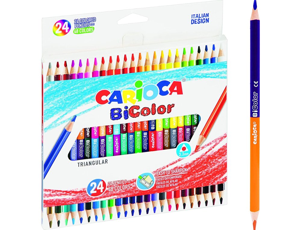 LAPIZ CARIOCA CAJA TITA CAJA 24 BICOLOR 48 COLORES
