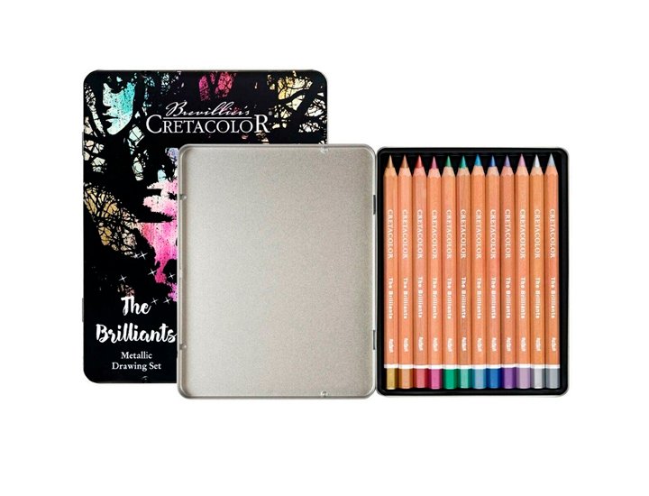LAPIZ CRETACOLOR ESTUCHE METAL MAXI MINA 6,4MM 12 UND MILAN BRILLANTES
