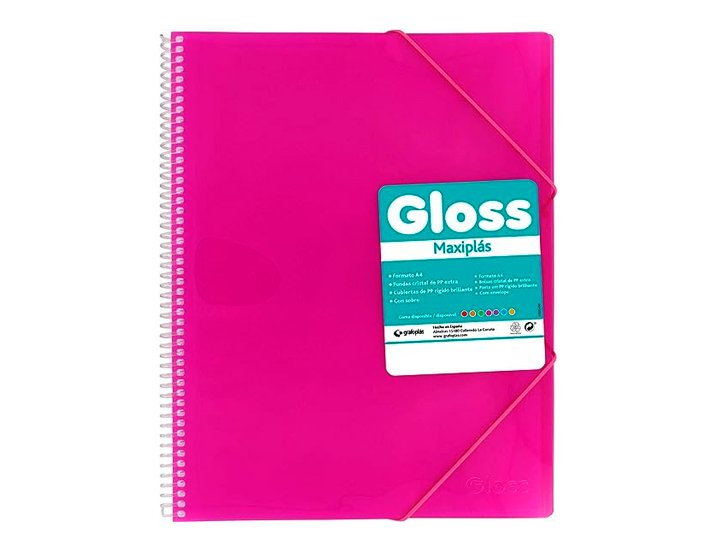 CARPETA FUNDAS ESPIRAL DINA4 20 FUNDAS GRAFOPLAST GLOSS FUCSIA