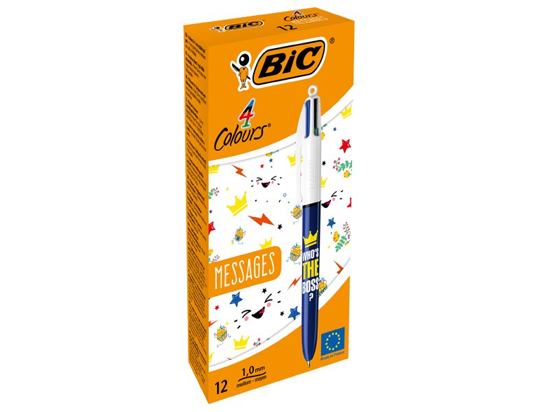 BOLIGRAFO BIC CUATRO COLORES MENSAJES WHO IS THE BOSS
