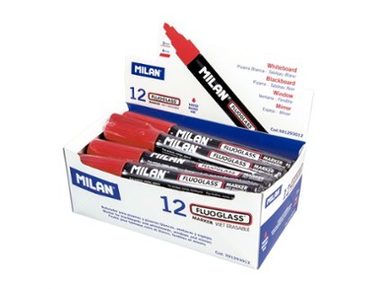 ROTULADOR MILAN FLUOGLASS MARKER ROJO