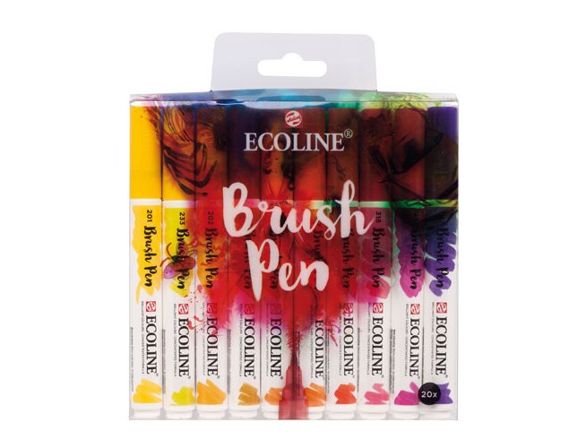 ESTUCHE BRUSH PEN ECOLINE ACUARELA TALENS BRUS PEN PACK 20 COLORES SURTIDOS