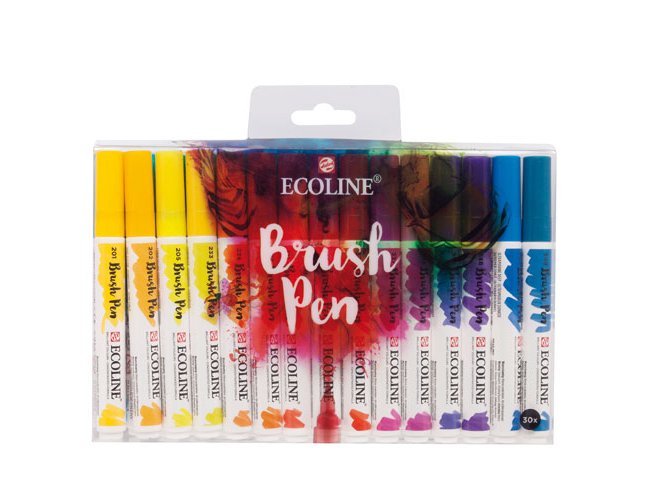 ESTUCHE BRUSH PEN ECOLINE ACUARELA TALENS BRUS PEN PACK 30 COLORES SURTIDOS