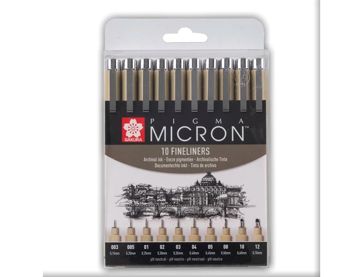 ROTULADOR PIGMA MICRON PACK 10 GRADUACIONES NEGRO