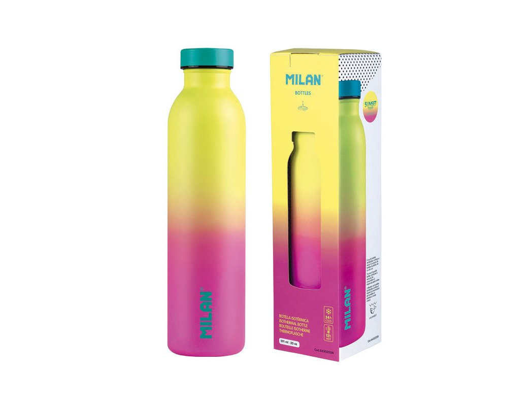 BOTELLA TERMICA 591ML MILAN SUNSET COLOR AMARILLA ROSA