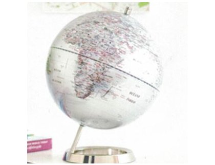 ESFERA GEOGRAFICA DECO PREMIUM 25CMS PLATA