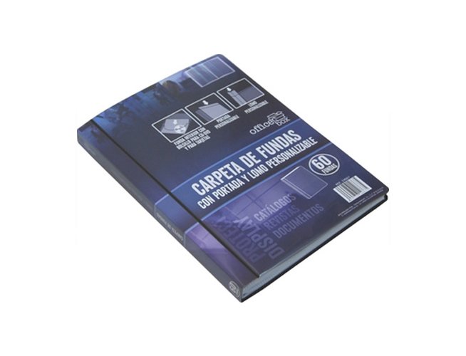 CARPETA FUNDAS DINA4 PERSONALIZABLE EN LA PORTADA Y EL LOMO OFFICE BOX NEGRA CON 10 FUNDAS