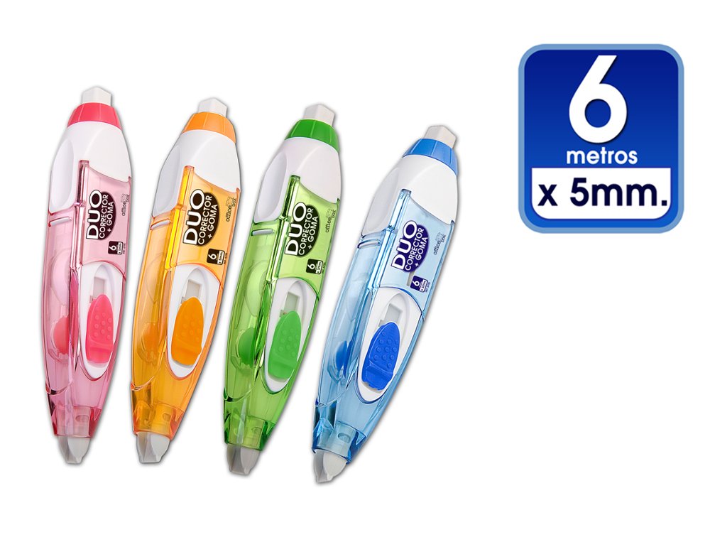 CORRECTOR CINTA RETRACTIL 5MM x 6 Metros OFFICE BOX DUO ( CINTA + GOMA )