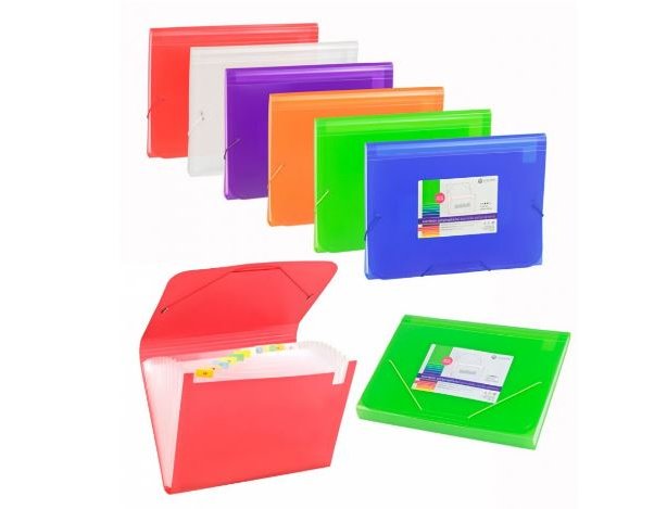 CARPETA FUELLE POLIPROPILENO FOLIO 13 BOLSAS TRASLUCIDA ROJO