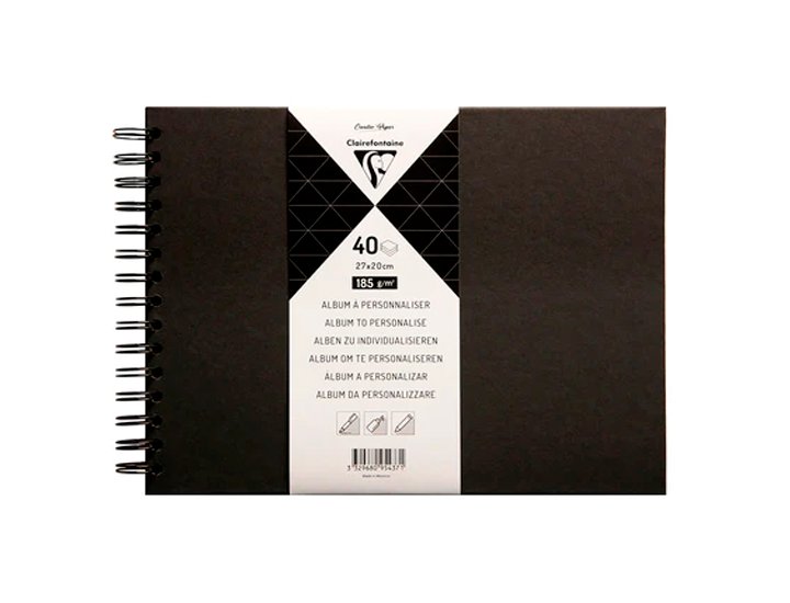 ALBUM SCRAP TAPA DURA 40 HOJAS 185 Gramos 27X20 Cm NEGRO CLAIREFONTAINE