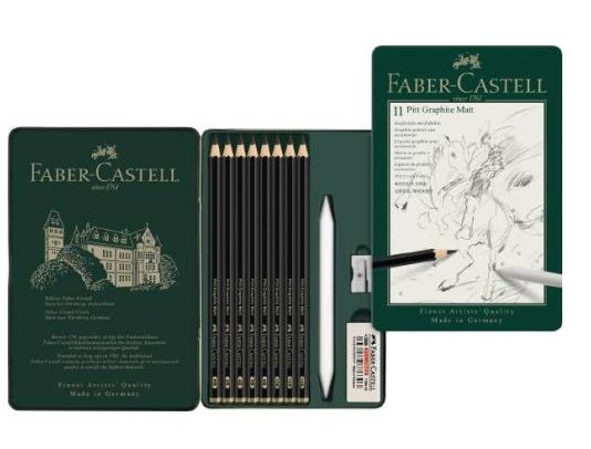 LAPIZ FABER PITT MATE CAJA METALICA 11 PIEZAS