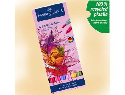 ROTULADOR DUAL FABER CASTELL GOLDFABER AQUA CAJA 6 Unidades  FLOWERS