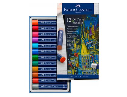 PASTEL STUDIO OIL FABER CAJA 12 COLORES METALICOS