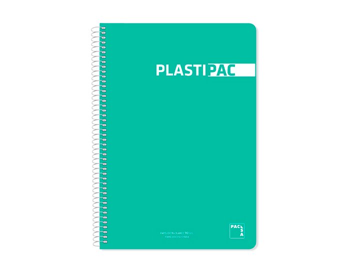 BLOC ESPIRAL TAPA POLIPROPILENO 80 HOJAS 90 Gramos FOLIO HORIZONTAL COLORES SURTIDOS CLASICOS PACSA