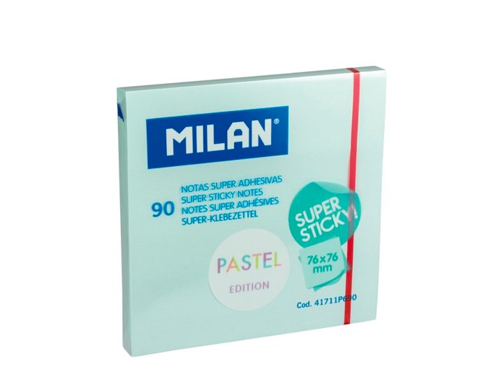 BLOC ADHESIVO 076X076 MM PASTEL 90 Hojas MILAN CELESTE