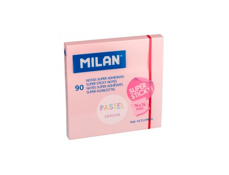 BLOC ADHESIVO 076X076 MM PASTEL 90 Hojas MILAN ROSA