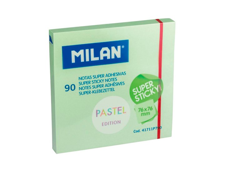 BLOC ADHESIVO 076X076 MM PASTEL 90 Hojas MILAN VERDE