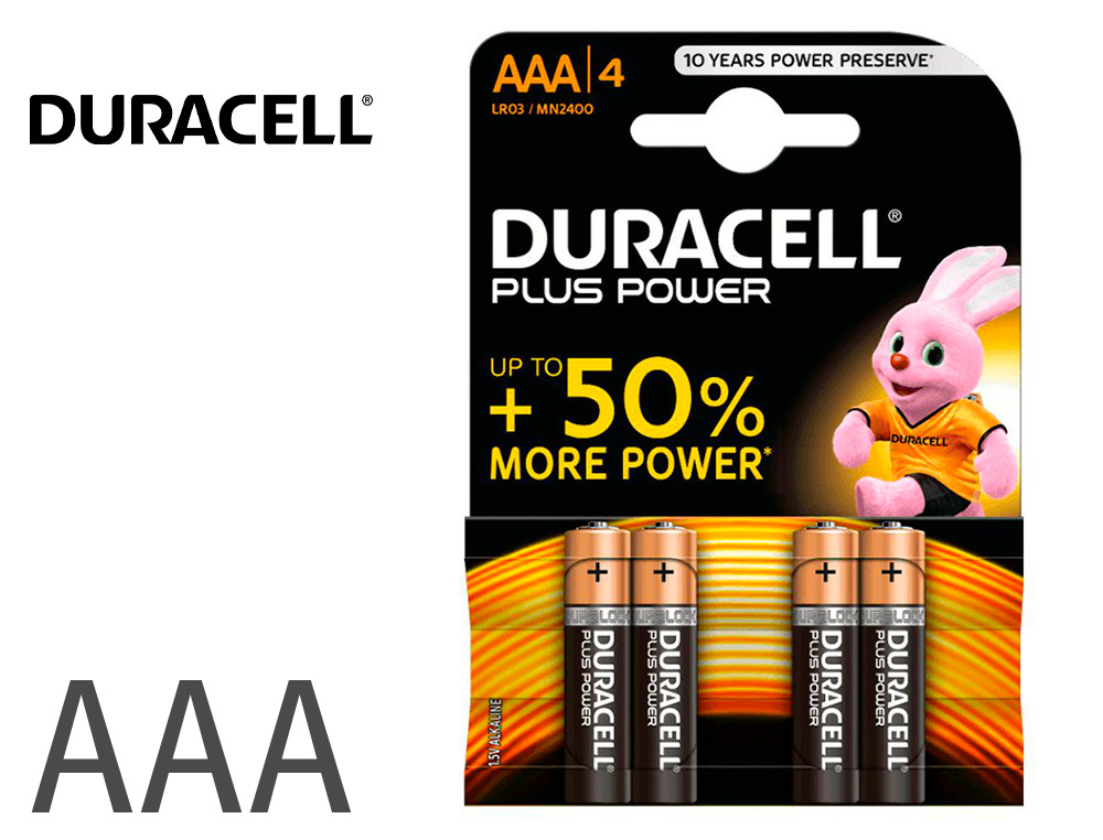 PILA DURACELL BLISTER AAA SIMPLY LR03 1.5V BLISTER 4 Unidades