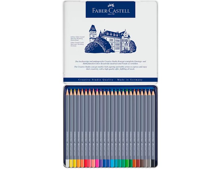 LAPIZ FABER CASTELL ACUARELABLE GOLDFABER AQUA CAJA METAL 24 COLORES