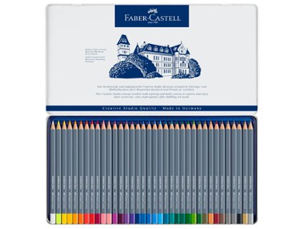 LAPIZ FABER CASTELL ACUARELABLE GOLDFABER AQUA CAJA METAL 36 COLORES