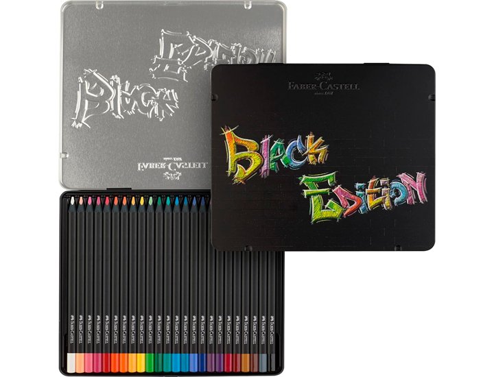 LAPIZ FABER CASTELL BLACK EDITION CAJA METALICA  24 COLORES
