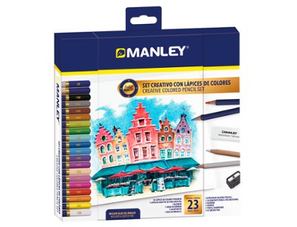LAPIZ MANLEY SET CREATIVO LAPICES DE COLORES 23 PIEZAS