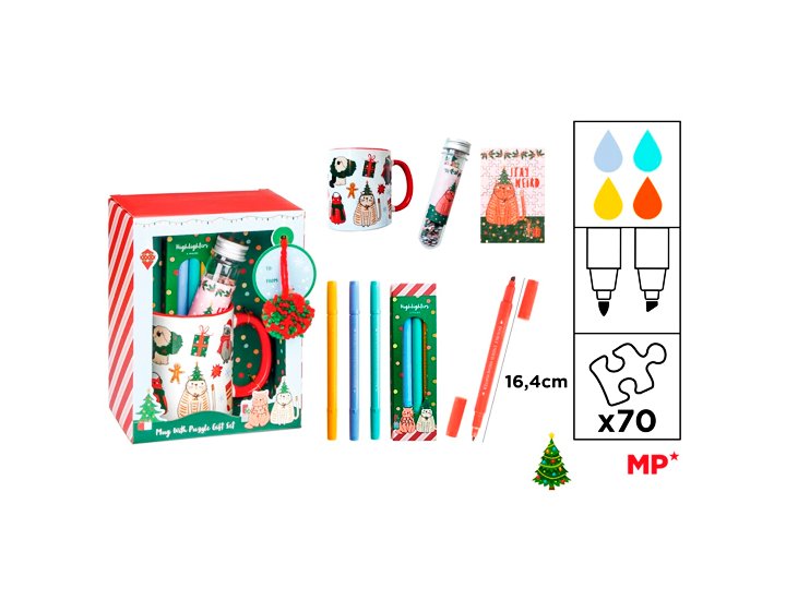 SET DE TAZA, COLOREADO Y PUZZLE NAVIDAD