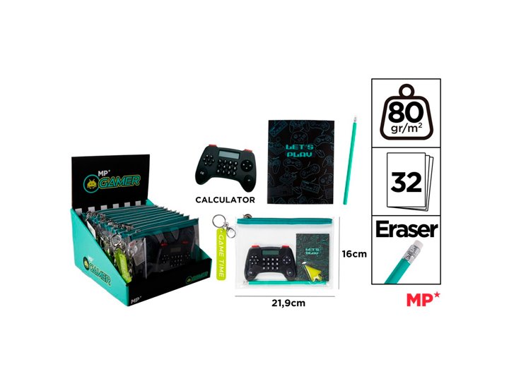 SET PAPELERIA Y CALCULADORA GAMER