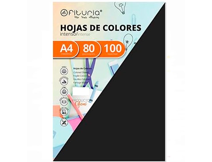 PAPEL IRIS DINA4 PACK 100 HOJAS 80 Gramos NEGRO