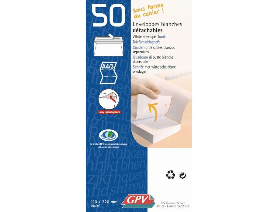 SOBRE 110X220 mm BLANCO AUTODEX Pack de 25 Unidades