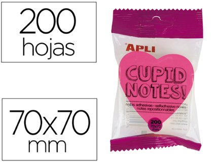 BLOC ADHESIVO CUBO 200 Hojas 070x070 4 COLORES CORAZON APLI