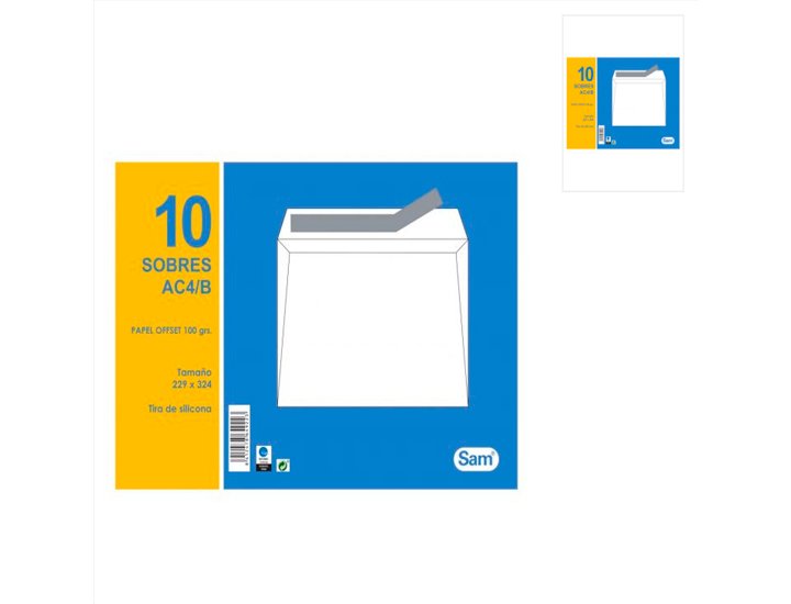 SOBRE BLANCO 229X324 mm PACK 10 Unidades SAM