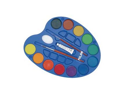 ACUARELA CAJA PLASTICO 12 PASTILLAS PALETA
