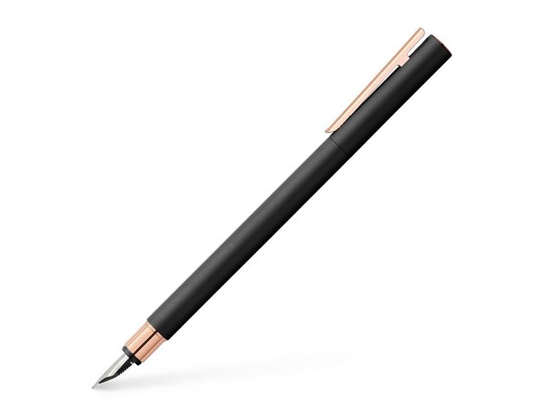 PLUMA FABER CASTELL NEO SLIM NEGRO MATE/ORO ROSA PLUMIN F