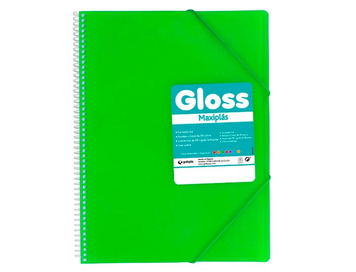CARPETA FUNDAS ESPIRAL DINA4 20 FUNDAS GRAFOPLAST GLOSS VERDE