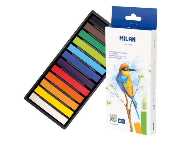 PASTEL BLANDO CAJA CARTON 12 COLORES MILAN