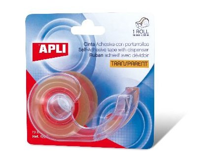 CINTA ADHESIVA 19mmX33m  + PORTAROLLO CRISTAL