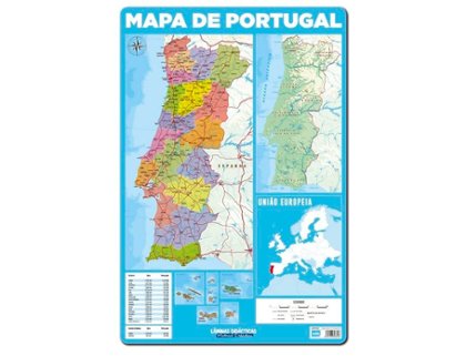 LAMINA DIDACTICA PVC MAPA PORTUGAL FISICO POLITICO