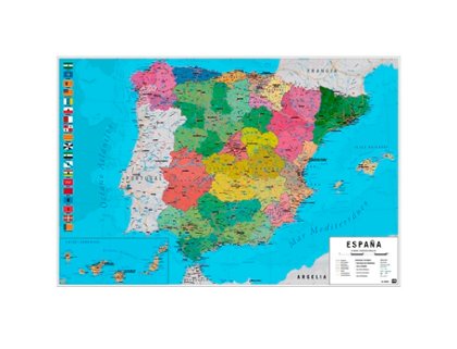 POSTER MAPA ESPAA FISICO POLITICO