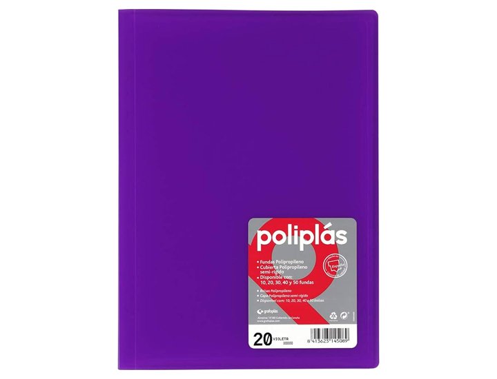 CARPETA FUNDAS DINA4 20 FUNDAS GRAFOPLAST POLIPLAS TRASLUCIDO MALVA PASTEL