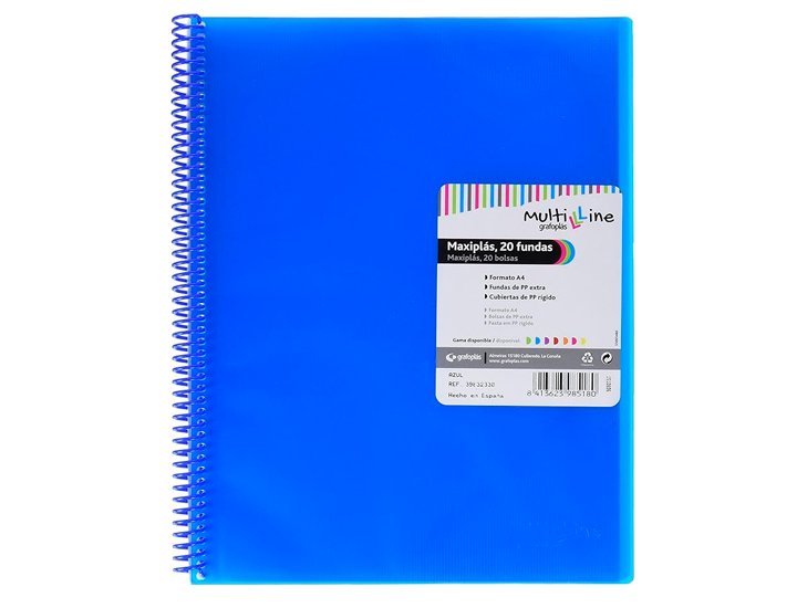CARPETA FUNDAS ESPIRAL DINA4 20 FUNDAS GRAFOPLAST GLOSS AZUL