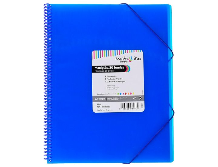 CARPETA FUNDAS ESPIRAL DINA4 30 FUNDAS GRAFOPLAST GLOSS AZUL