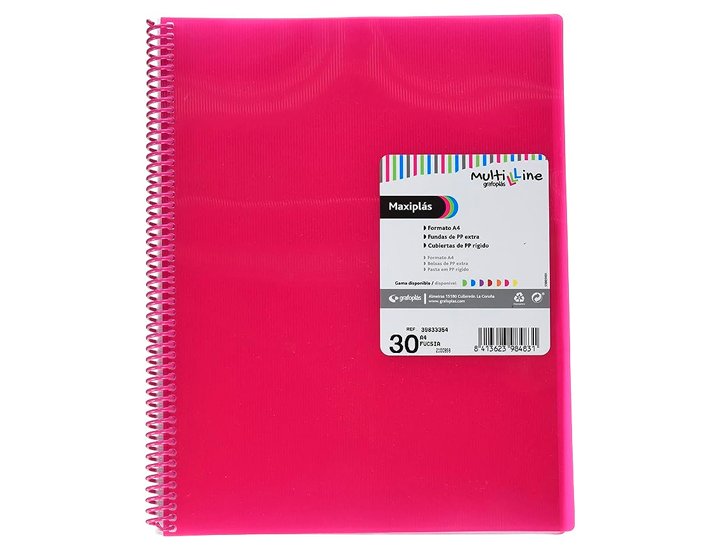 CARPETA FUNDAS ESPIRAL DINA4 30 FUNDAS GRAFOPLAST GLOSS FUCSIA