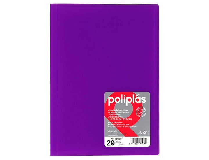CARPETA FUNDAS DINA4 20 FUNDAS ENCUADERNADO GRAFOPLAST GLOSS MORADO