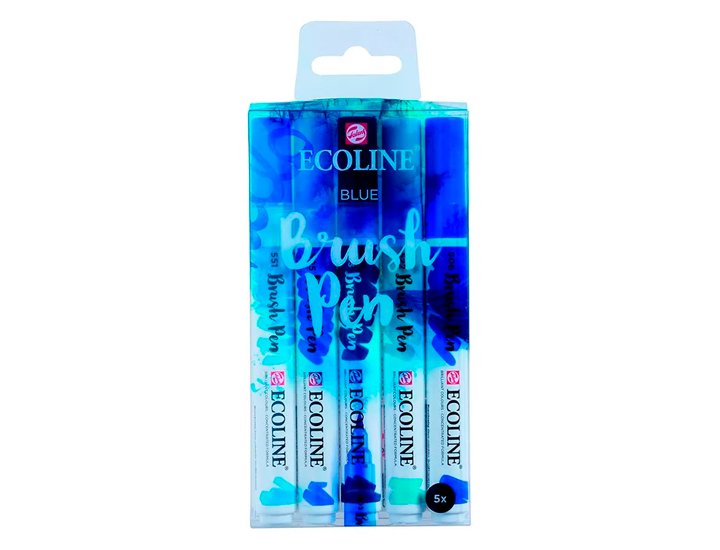 ESTUCHE BRUSH PEN ACUARELA PACK 05 COLORES AZUL