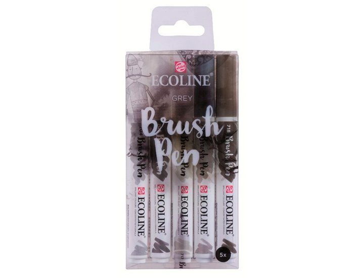 ESTUCHE BRUSH PEN ACUARELA PACK 05 COLORES GRIS